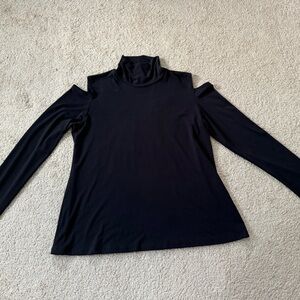Clara Sun Woo Black Turtle Neck with Cutout Shoulders